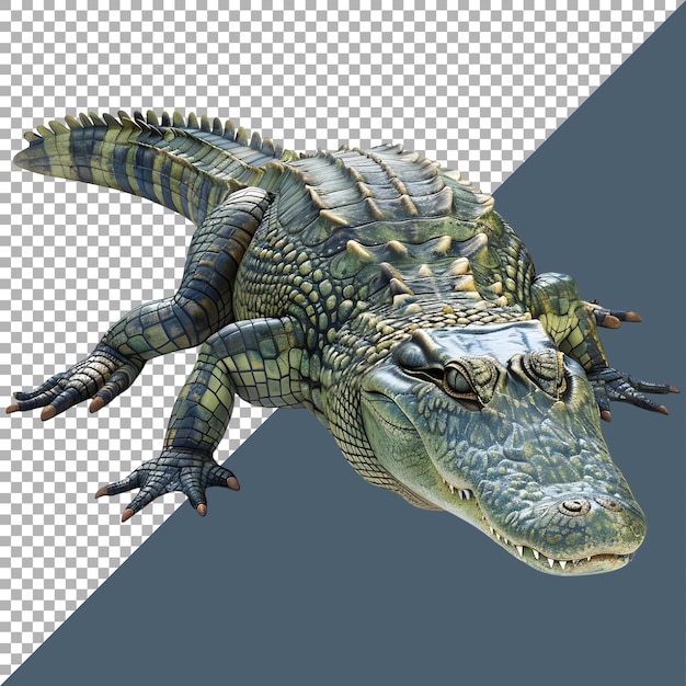 3D Rendering of a Crocodile on Transparent Background Ai Generated