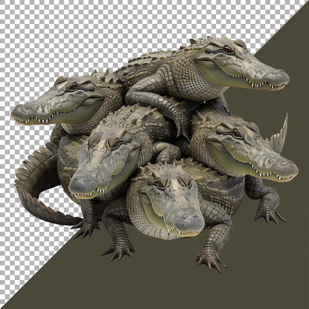 3D Rendering of a Crocodiles on Transparent Background Ai Generated