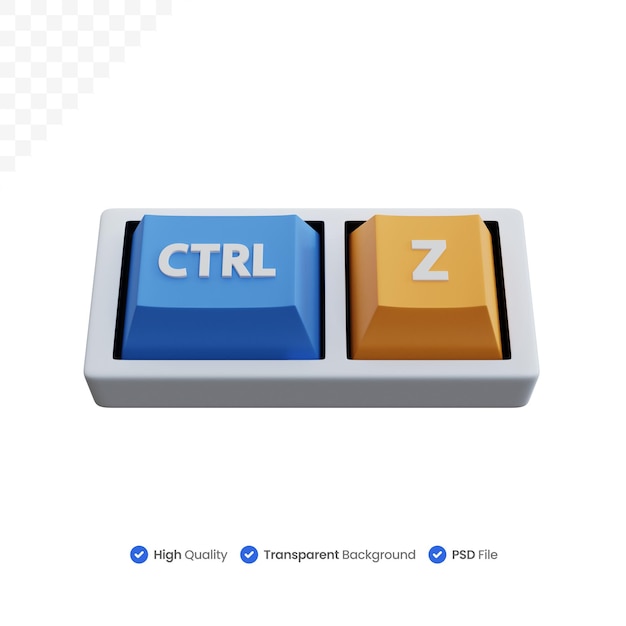 3d rendering ctrl and z keyboard keys isolated