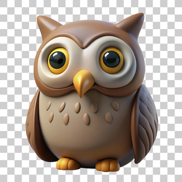 PSD 3d rendering of a curious owl staring isolated on transparent background