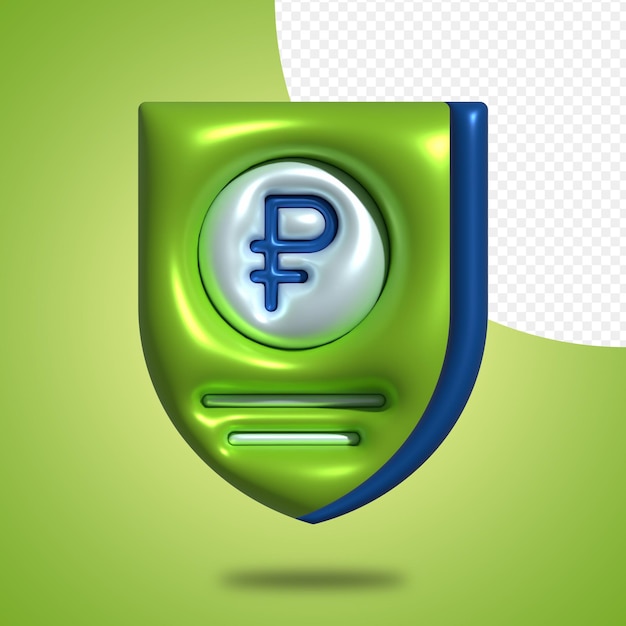 3d rendering Currency and finance illustrations payment protection with a Russian ruble symbol