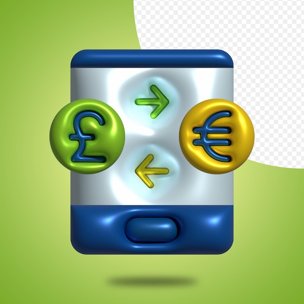 3d rendering Currency and finance illustrations of pound and euro currency exchange