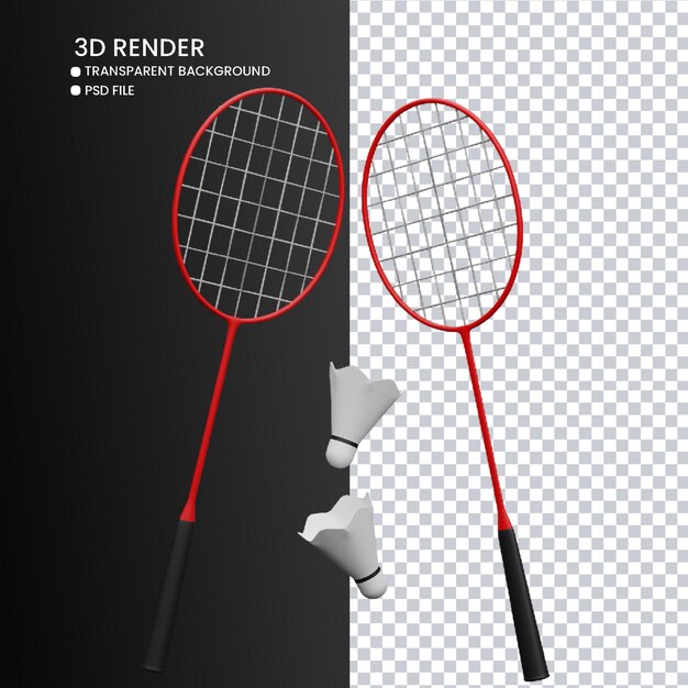 3d rendering of cute badminton