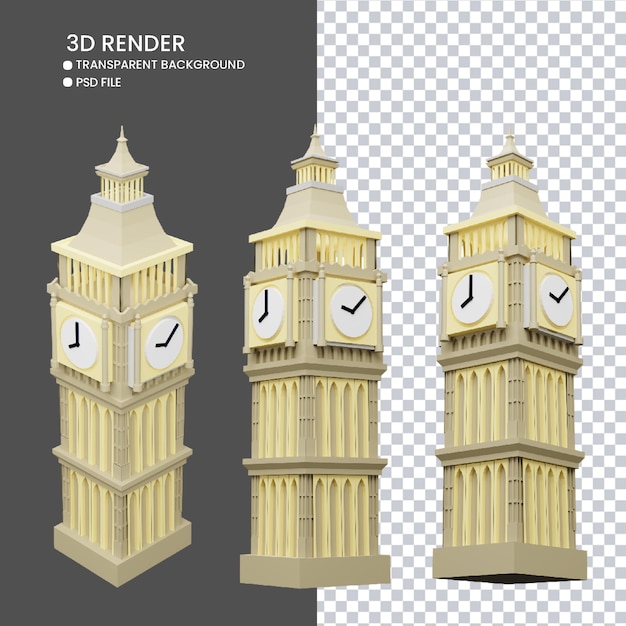 PSD 3d rendering of cute big ben tower