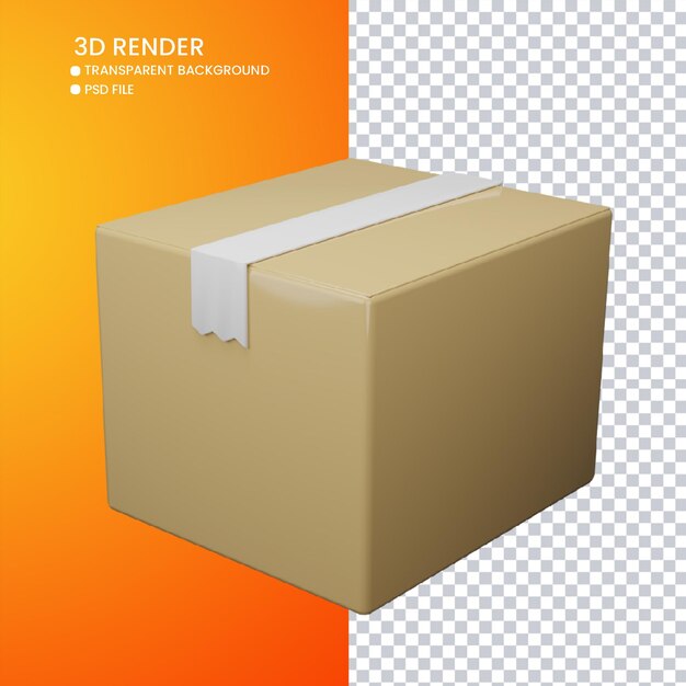 3d rendering of cute cardboard box