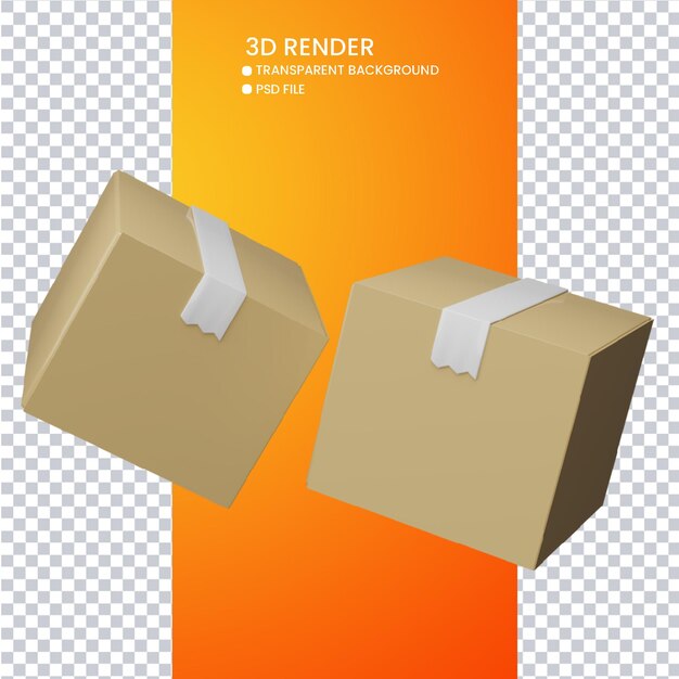 3d rendering of cute cardboard box