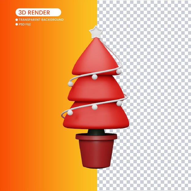 3d rendering of cute christmas tree for social media