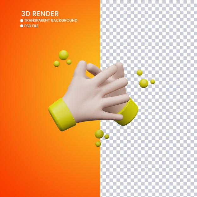 3d rendering of cute clap hands