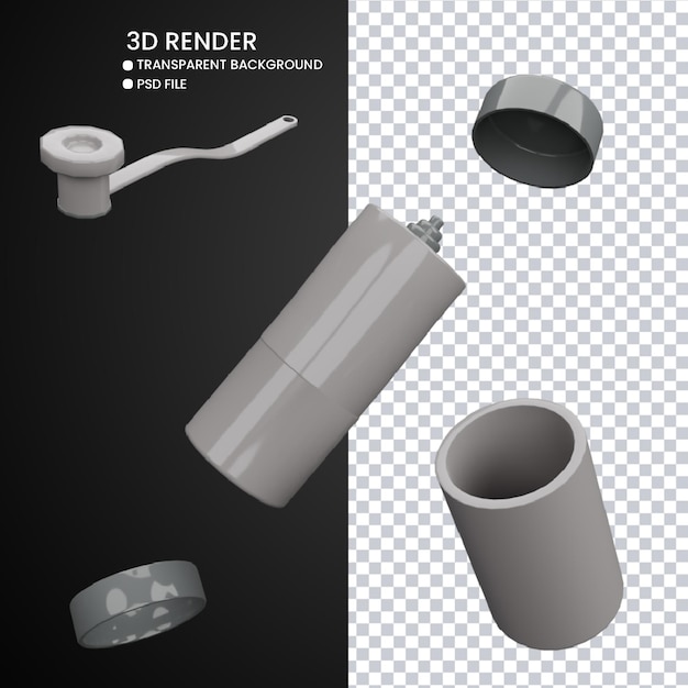 3d rendering of cute coffee grinder