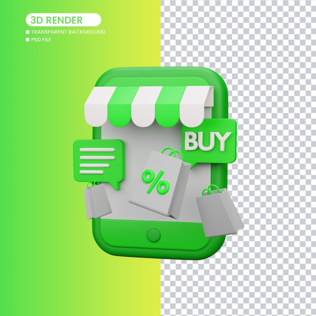 3d rendering of cute ecommerce for social media