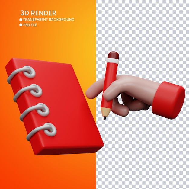 3d rendering of cute hand and book