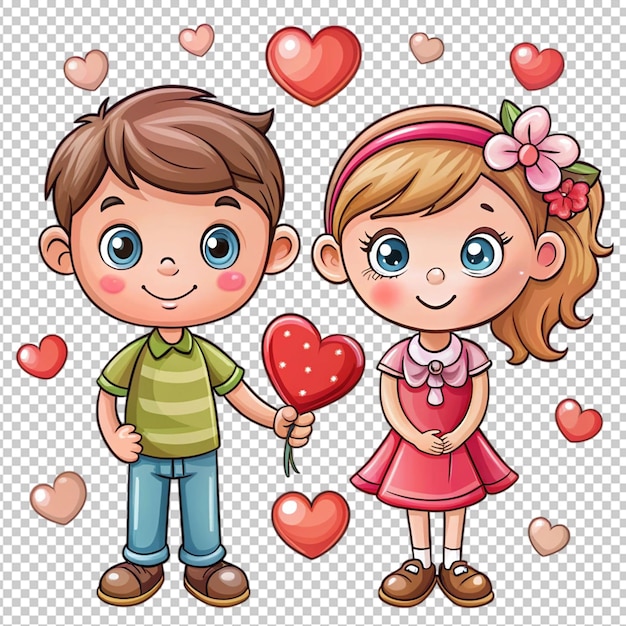 PSD 3d rendering of a cute kawaii chibi boy holding his girls hand for valentines day character design