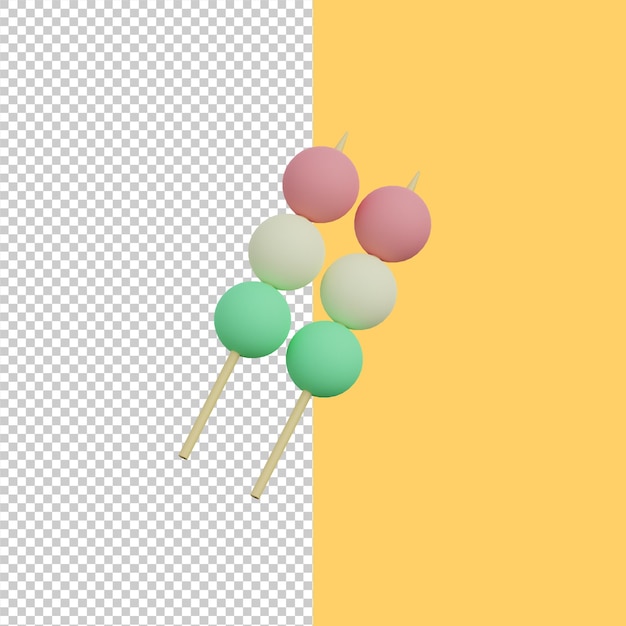 3d rendering of a dango japanese food icon