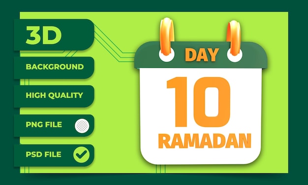 3d rendering day 10 ramadan calendar date