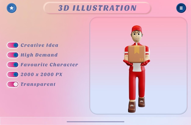 3d rendering delivery man character