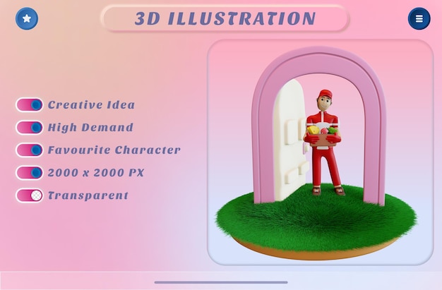 3d rendering delivery man character