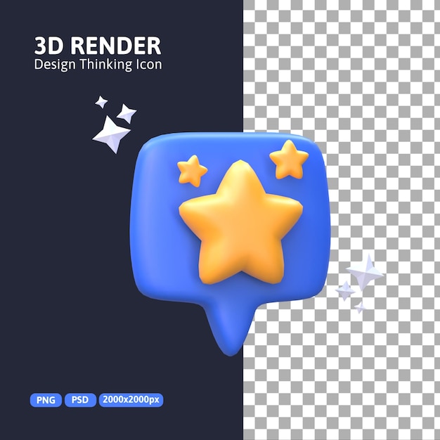 3D Rendering - Design Thinking Review Chat Icon