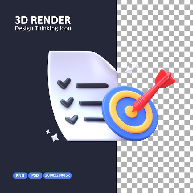 3D RENDERING - DESIGN THINKING TARGET TARGET icon