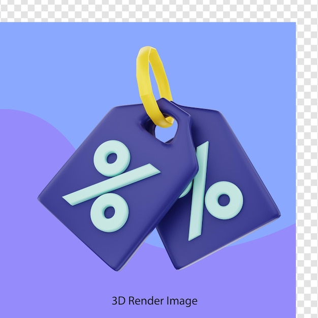 3d rendering of discount coupon icon