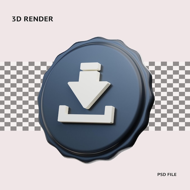 3d rendering download icon illustration object with transparent background