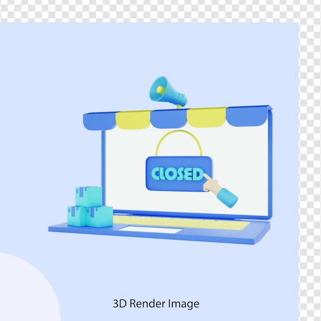 3d rendering e commerce online shop closed