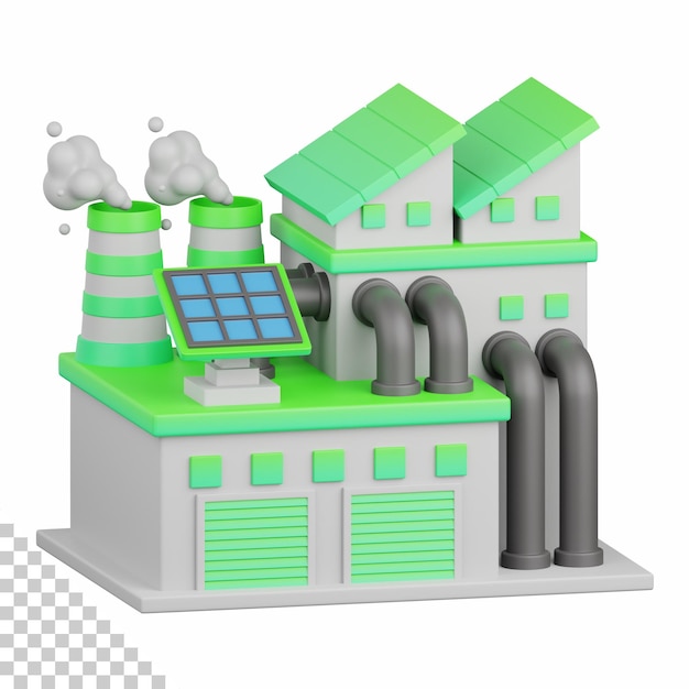 PSD 3d rendering eco factory isolated useful for ecology energy eco green recycling and technology