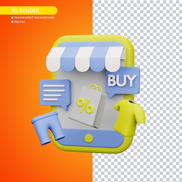 3d rendering of ecommerce for social media