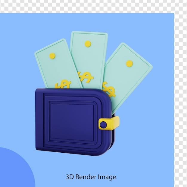 3d rendering of ecommerce wallet with money