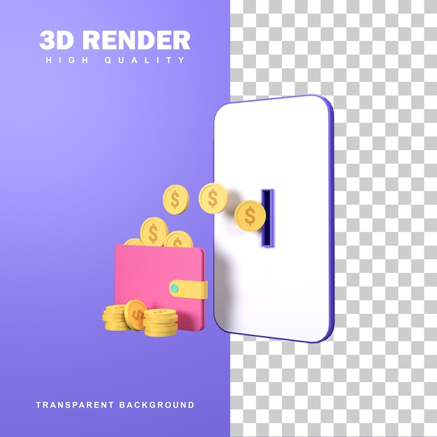 3D Rendering Electronic Wallets and Online Transactions.