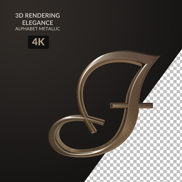 3d rendering elegance alphabet metallic script