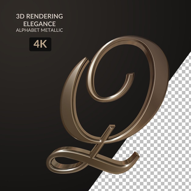 3d rendering elegance alphabet metallic script