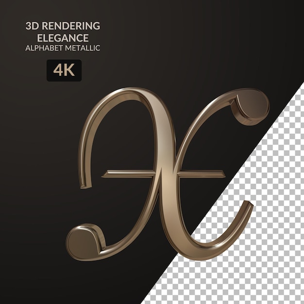 3d rendering elegance alphabet metallic script