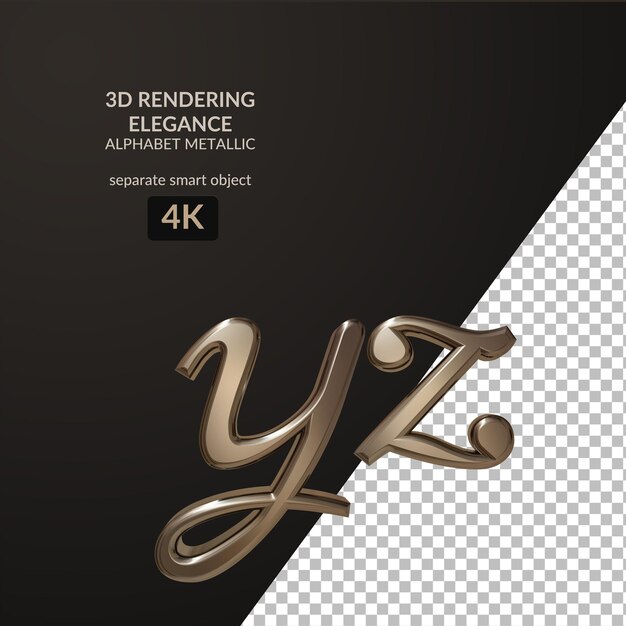 3d rendering elegance metallic alphabet script