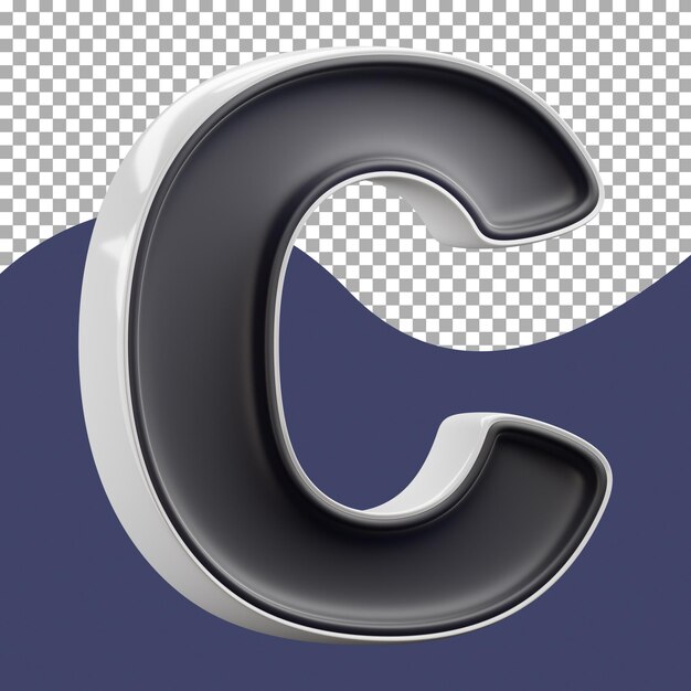 PSD 3d rendering of elegant black and white letter c 3d rendering on transparent background