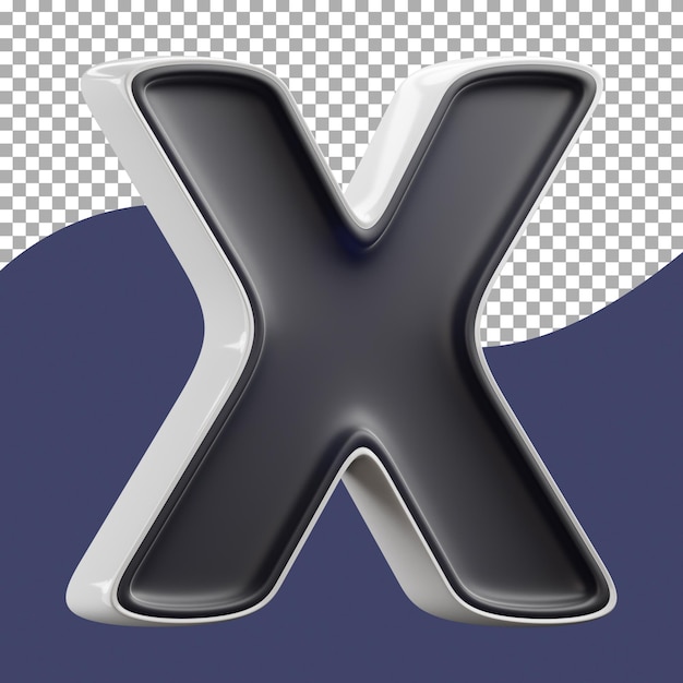 PSD 3d rendering of elegant black and white letter x 3d rendering on transparent background