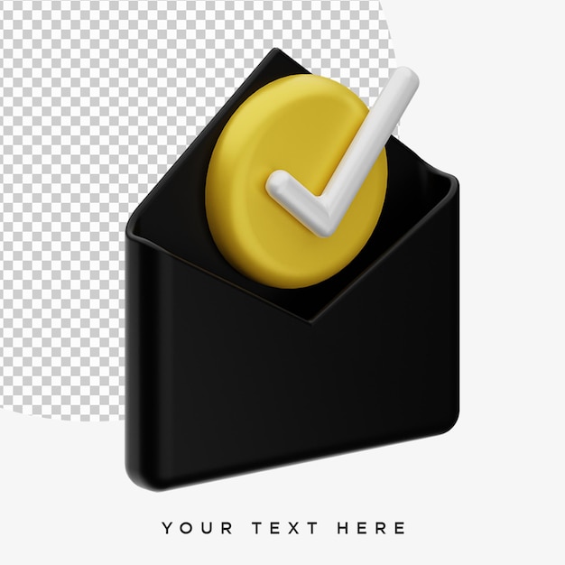 3d rendering email marketing icon with tick