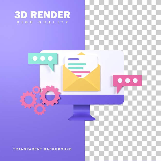 3D Rendering Email Service Concept For Complaints.