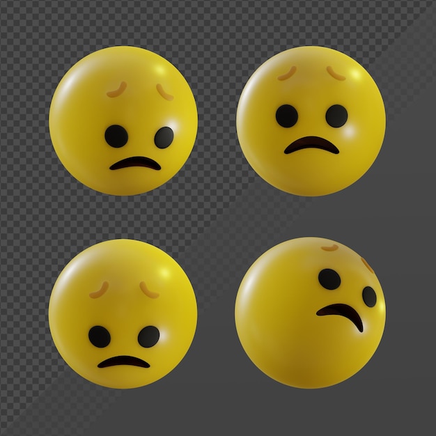 3d rendering emoji disappointed face sad failed perspective view