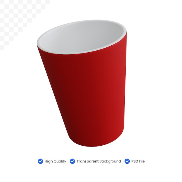 3d rendering empty drinking glass isolated