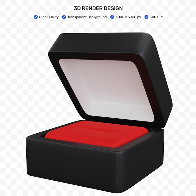 3d rendering empty ring box isolated