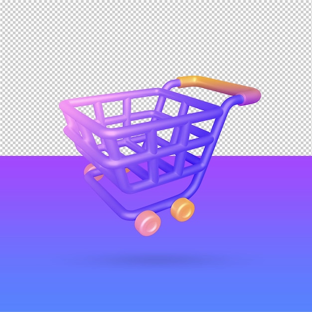 3d rendering empty shopping cart Free Psd editable color