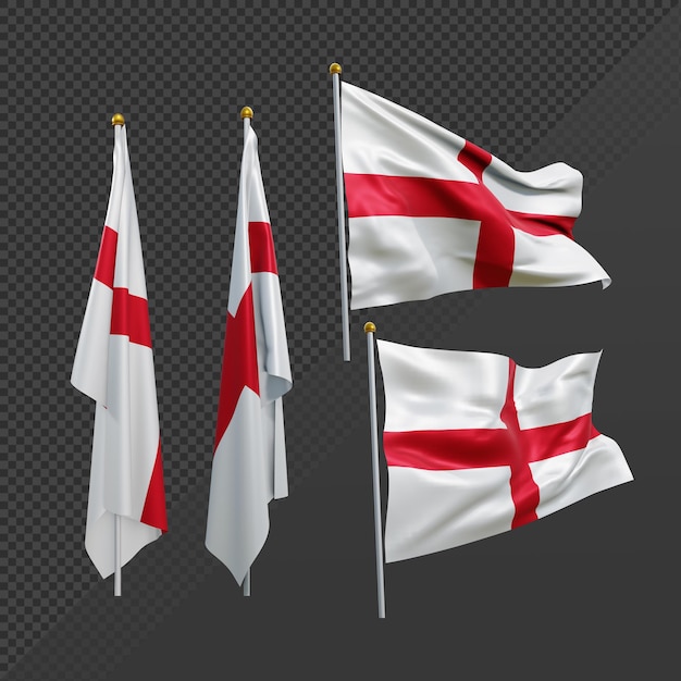 3d rendering england flag waving fluttering and no fluttering perspective various view