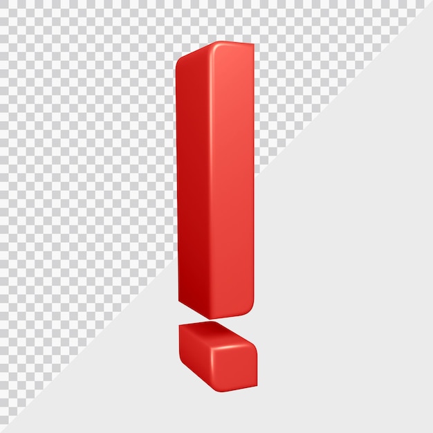 3d rendering of exclamation mark symbol