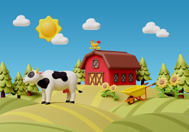 3d rendering of farm illustration