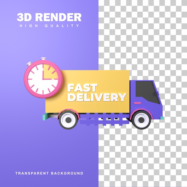 3D Rendering Fast Delivery Concept For Customer Convenience.