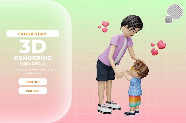 3d rendering father and son illustration premium psd