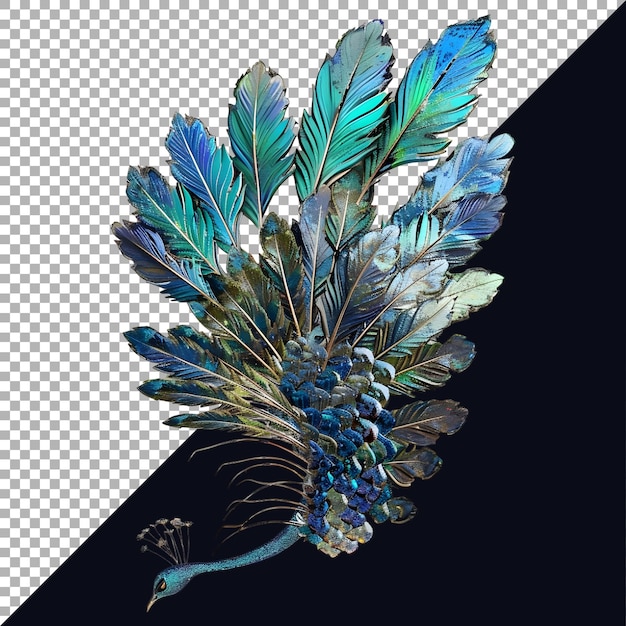 3D Rendering of a Feather Leaf Colorful on Transparent Background Ai Generated