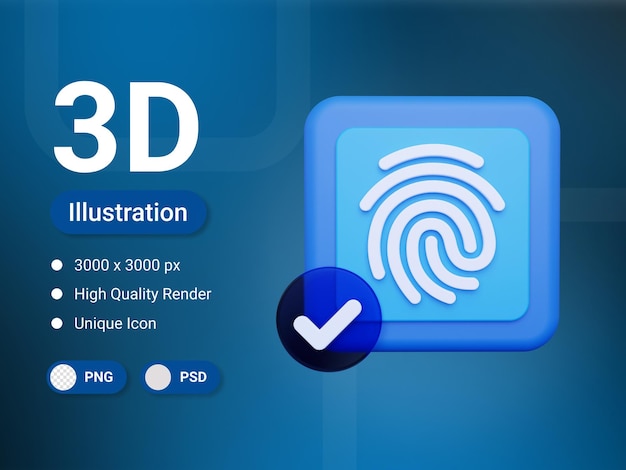 3d rendering fingerprint Lock icon