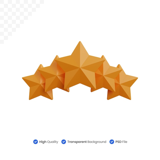 3d rendering five star isolated