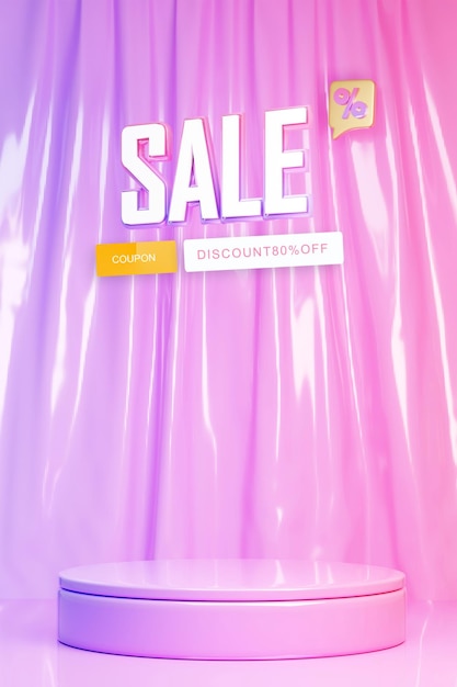 3D Rendering Flash Sale Discount Podium Background